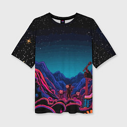 Женская футболка оверсайз Psychedelic music art