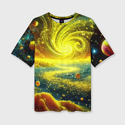 Футболка оверсайз женская Neon galaxy - ai art fantasy, цвет: 3D-принт
