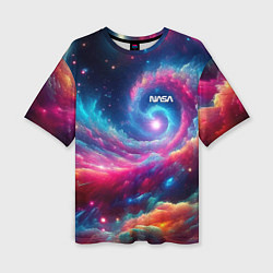 Футболка оверсайз женская Неоновая галактическая спираль - нейроарт, цвет: 3D-принт