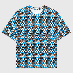 Футболка оверсайз женская Киберпанк шестиугольники синие, цвет: 3D-принт