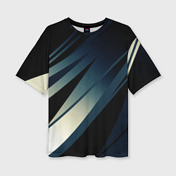 Футболка оверсайз женская Чёрно-синий абстрактный с полосами, цвет: 3D-принт
