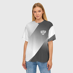 Футболка оверсайз женская Герб России серый градиент, цвет: 3D-принт — фото 2
