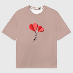 Футболка оверсайз женская Бумажные сердечки, цвет: 3D-принт