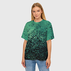 Футболка оверсайз женская Чёрно-зелёный абстракция с пятнами, цвет: 3D-принт — фото 2