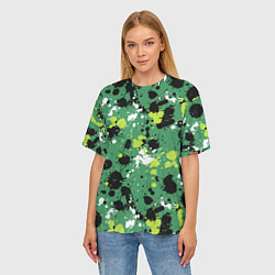 Футболка оверсайз женская Кляксы на зелёном, цвет: 3D-принт — фото 2