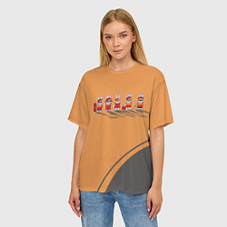 Футболка оверсайз женская Пять спортивных кроликов, цвет: 3D-принт — фото 2