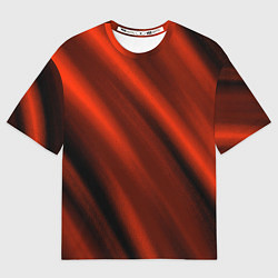 Женская футболка оверсайз Красно-оранжевый полосы текстурные с затемнением