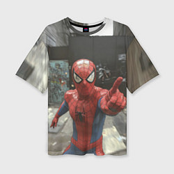 Футболка оверсайз женская Человек паук предупреждает, цвет: 3D-принт
