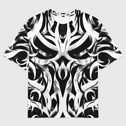 Женская футболка оверсайз Абстрактный узор - изогнутые формы трайбл татуиров