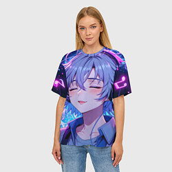 Футболка оверсайз женская Влюбленный в музыку, цвет: 3D-принт — фото 2