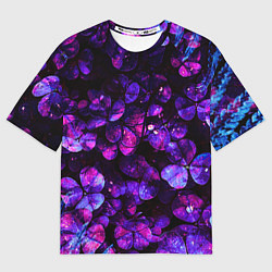 Женская футболка оверсайз Флуоресцентные цветы