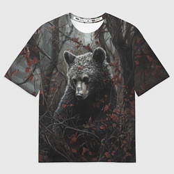 Футболка оверсайз женская Бурый мишка в дремучем лесу, цвет: 3D-принт