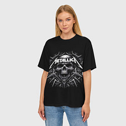 Футболка оверсайз женская Metallica - a skull with roses and thorns, цвет: 3D-принт — фото 2