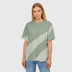 Футболка оверсайз женская Светлый серо-зелёный абстрактный, цвет: 3D-принт — фото 2