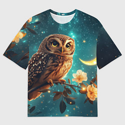 Футболка оверсайз женская Сова на фоне ночного неба, цвет: 3D-принт
