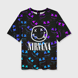 Женская футболка оверсайз Nirvana x marshmello neon