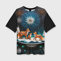 Футболка оверсайз женская Семья из трех лисиц, цвет: 3D-принт