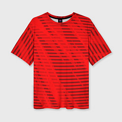 Женская футболка оверсайз Красный полосатый
