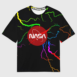Женская футболка оверсайз НАСА молнии градиент