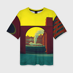 Женская футболка оверсайз Арт с поездом