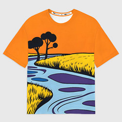 Женская футболка оверсайз Пейзаж с фантастической природой