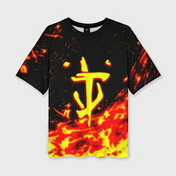 Футболка оверсайз женская Doom огненное лого, цвет: 3D-принт