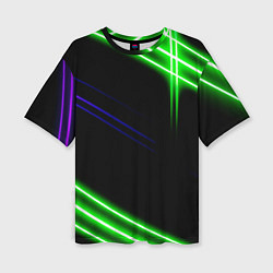 Футболка оверсайз женская Green pink purple line, цвет: 3D-принт