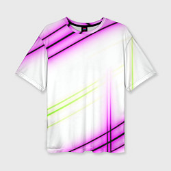 Женская футболка оверсайз Green white pink line