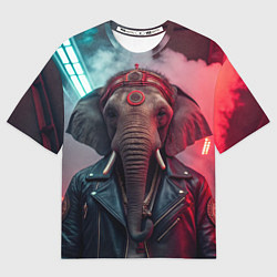 Футболка оверсайз женская Cyberpunk elephant, цвет: 3D-принт