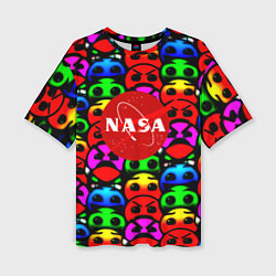 Женская футболка оверсайз NASA smile