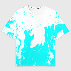 Женская футболка оверсайз Голубой огонь текстура