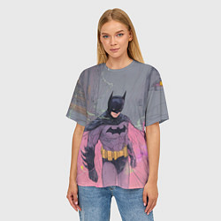 Футболка оверсайз женская Бэтмен с розовым плащом, цвет: 3D-принт — фото 2