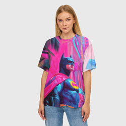 Футболка оверсайз женская Бэтмен в розовом стиле, цвет: 3D-принт — фото 2