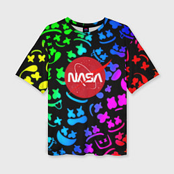 Футболка оверсайз женская Marshmello x NASA gradient, цвет: 3D-принт