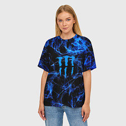 Футболка оверсайз женская Monster energy искры дымы, цвет: 3D-принт — фото 2