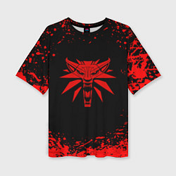 Женская футболка оверсайз Ведьмак красные краски