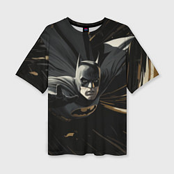 Футболка оверсайз женская Бэтмен черный плащ, цвет: 3D-принт