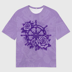 Женская футболка оверсайз Штурвал в розах