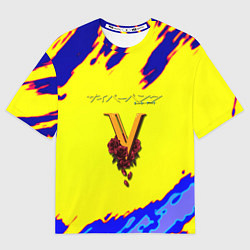 Женская футболка оверсайз Cyberpunk краски неоновые