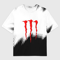 Футболка оверсайз женская Monster energy чёрно белые краски, цвет: 3D-принт