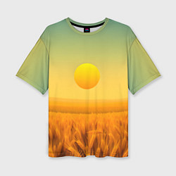 Футболка оверсайз женская Закат над пшеничным полем, цвет: 3D-принт