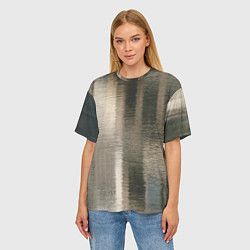 Футболка оверсайз женская Размытые серо-бежевые полосы, цвет: 3D-принт — фото 2