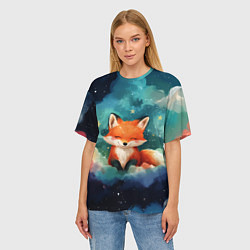 Футболка оверсайз женская Лисенок на облаках, цвет: 3D-принт — фото 2