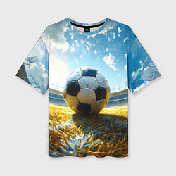 Футболка оверсайз женская Футбольный мяч на стадионе, цвет: 3D-принт