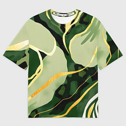 Женская футболка оверсайз Зеленый природный паттерн