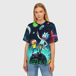 Футболка оверсайз женская Рик и Морти на планете сказочных грибов, цвет: 3D-принт — фото 2