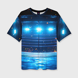 Футболка оверсайз женская Синий ринг в огне, цвет: 3D-принт