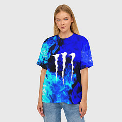 Футболка оверсайз женская Monster energy синий дым, цвет: 3D-принт — фото 2