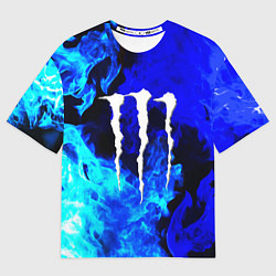 Футболка оверсайз женская Monster energy синий дым, цвет: 3D-принт