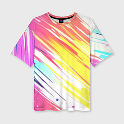 Женская футболка оверсайз Брызги краски на белом фоне